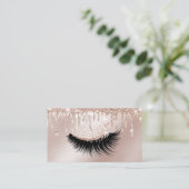 Makeup Artist Eyelash Lashes Glitzer Tropfen Rose Visitenkarte (Stehend Vorderseite)