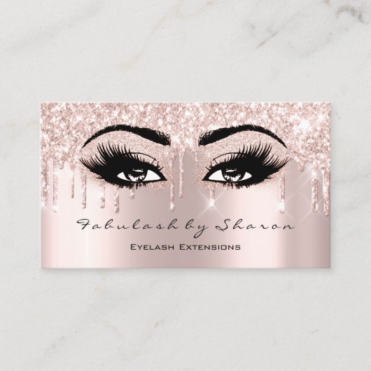 Makeup Artist Eyelash Lashes Glitzer Tropfen Rose Visitenkarte (Vorderseite)