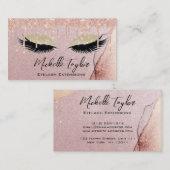 Makeup Artist Eyelash Lashes Glitzer Tropfen Rose Visitenkarte (Vorne/Hinten)