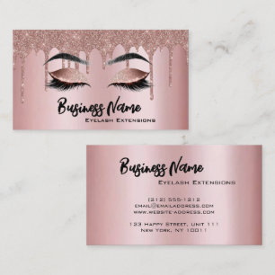 Makeup Artist Eyelash Lashes Glitzer Tropfen Rose Visitenkarte