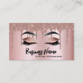 Makeup Artist Eyelash Lashes Glitzer Tropfen Rose Visitenkarte (Vorderseite)