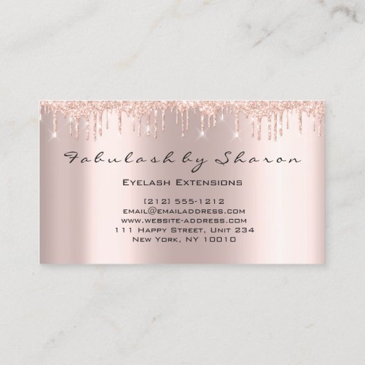 Makeup Artist Eyelash Lashes Glitzer Tropfen Rose Visitenkarte (Rückseite)