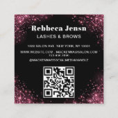 Makeup Artist Eyelash Lashes Pink Glitter script  Quadratische Visitenkarte (Rückseite)
