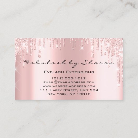 Makeup Artist Eyelash Lashes Pink Nails Tropfen Visitenkarte (Rückseite)