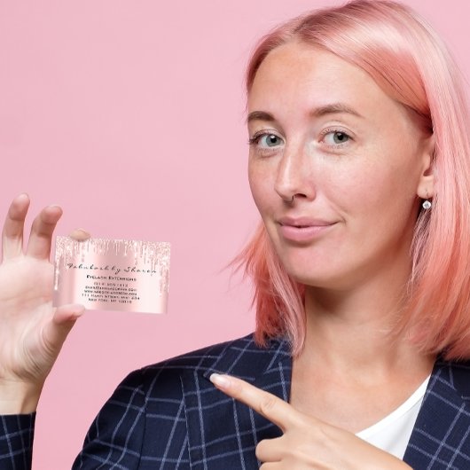 Makeup Artist Eyelash Lashes Pink Nails Tropfen Visitenkarte