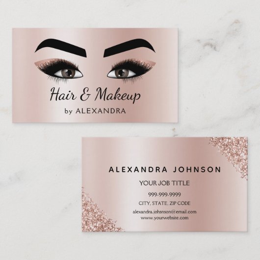 Makeup Artist Eyelash Lashes Rose Gold Visitenkarte (Vorne/Hinten)