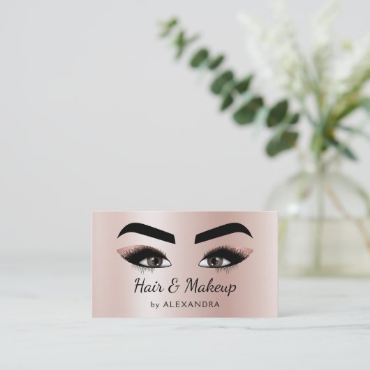 Makeup Artist Eyelash Lashes Rose Gold Visitenkarte (Stehend Vorderseite)