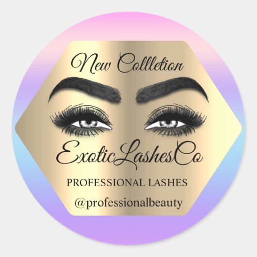 Makeup Artist Eyelash Logo Glitzer Packung Runder Aufkleber (Vorderseite)