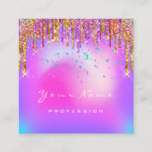 Makeup Artist Eyelash Logo Lila Gold Tropfen Glam Quadratische Visitenkarte (Vorderseite)