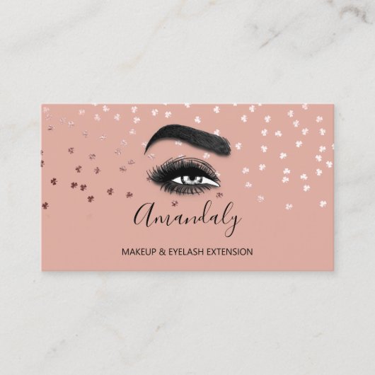 Makeup Artist Eyelash Logo QRCODE Rose Confetti Visitenkarte (Vorderseite)