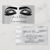 Makeup Artist Eyelash Microblading Silver Black Visitenkarte (Vorne/Hinten)