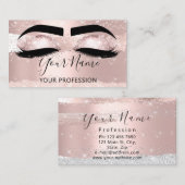Makeup Artist Eyelash Microblading Silver Rose Visitenkarte (Vorne/Hinten)