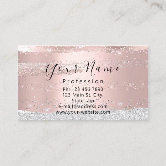 Makeup Artist Eyelash Microblading Silver Rose Visitenkarte (Rückseite)