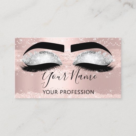 Makeup Artist Eyelash Microblading Silver Rose Visitenkarte (Vorderseite)