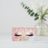 Makeup Artist Eyelash Pink Glitzer Tropfen Rose Visitenkarte (Stehend Vorderseite)