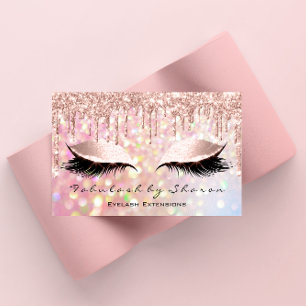 Makeup Artist Eyelash Pink Glitzer Tropfen Rose Visitenkarte