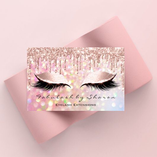 Makeup Artist Eyelash Pink Glitzer Tropfen Rose Visitenkarte