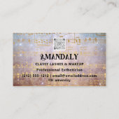 Makeup Artist Eyelash QR LOGO Gold Musiknoten Visitenkarte (Rückseite)