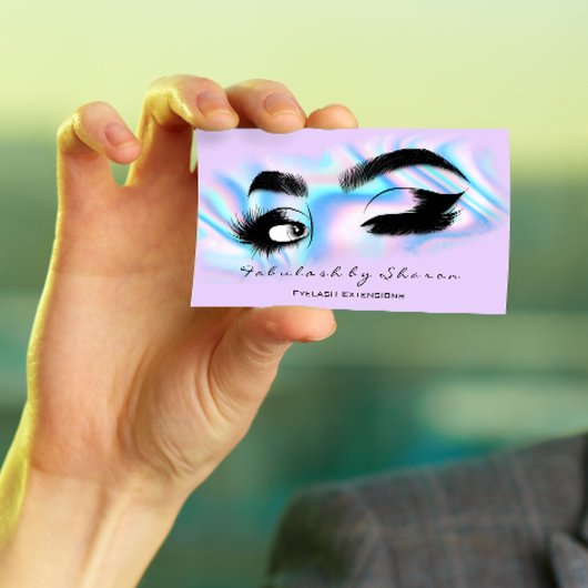 Makeup Artist Eyelash QRCODE Holografisches Rosa Visitenkarte