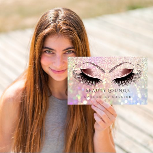 Makeup Artist Eyelash Rose Glam Glitzer Frisör Terminkarte