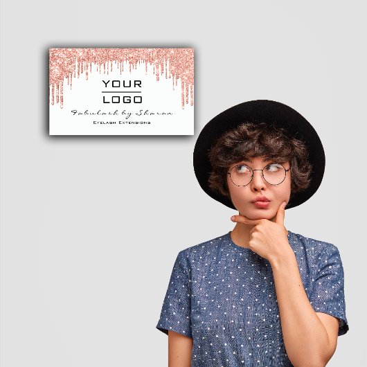 Makeup Artist Eyelash Rose Glitzer Tropfen Logo Visitenkarte