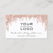 Makeup Artist Eyelash Rose Glitzer Tropfen Logo Visitenkarte (Vorderseite)