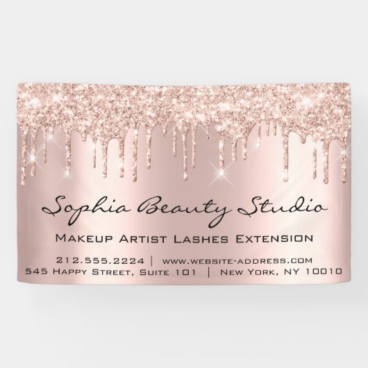 Makeup Artist Eyelash Rose Gold Tropfen Werbeaktio Banner (Horizontal)