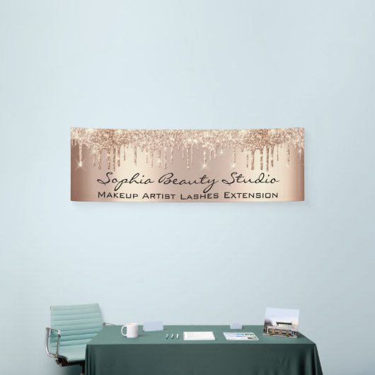 Makeup Artist Eyelash Rose Gold Tropfens Friseur Banner (Messeveranstaltung)