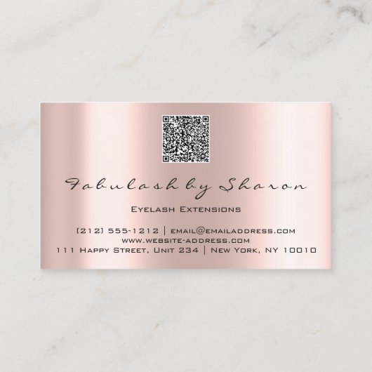 Makeup Artist Eyelash Rose QR Code Visitenkarte (Rückseite)