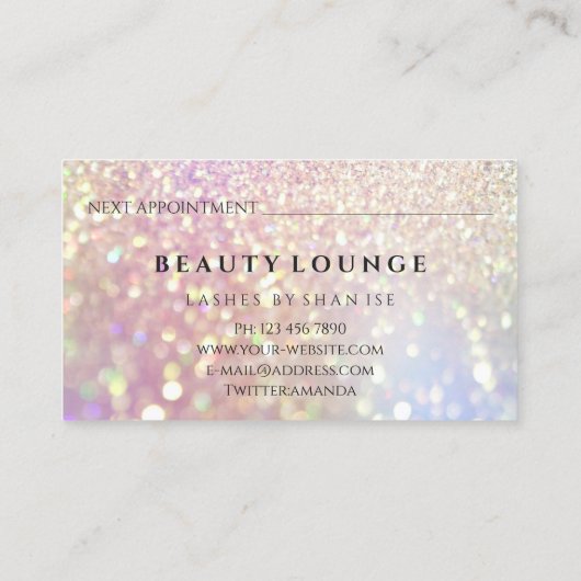 Makeup Artist Eyelash Rose Tropfen Glitzer Hair Na Terminkarte (Rückseite)