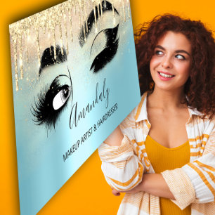Makeup Artist Eyelashes Blue QRCODE Logo Broschüre Visitenkarte