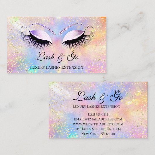 Makeup Artist Eyelashes Brows Holograph Gold Visitenkarte (Vorne/Hinten)