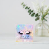 Makeup Artist Eyelashes Brows Holograph Silver Quadratische Visitenkarte (Stehend Vorderseite)