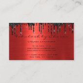 Makeup Artist Eyelashes Extension Red Black Tropfe Visitenkarte (Rückseite)