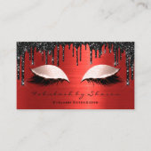 Makeup Artist Eyelashes Extension Red Black Tropfe Visitenkarte (Vorderseite)