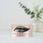 Makeup Artist Eyelashes Glitzer Tropfen Rose Grün Visitenkarte (Stehend Vorderseite)