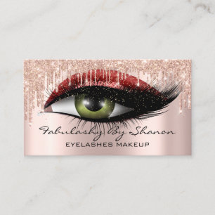 Makeup Artist Eyelashes Glitzer Tropfen Rose Ruby Visitenkarte