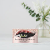Makeup Artist Eyelashes Glitzer Tropfen Rose Ruby Visitenkarte (Stehend Vorderseite)