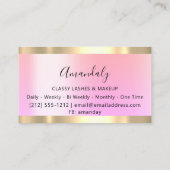 Makeup Artist Eyelashes Gold Pink Glitzer Gerahmt Visitenkarte (Rückseite)