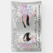 Makeup Artist Eyelashes Graue Tropfen Silberblüte Banner (Vertikal)