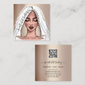 Makeup Artist Eyelashes Haare Brows Rose White Squ Quadratische Visitenkarte (Vorne/Hinten)