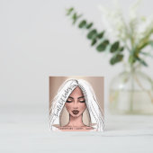 Makeup Artist Eyelashes Haare Brows Rose White Squ Quadratische Visitenkarte (Stehend Vorderseite)