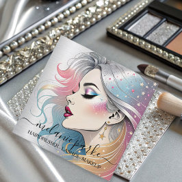 Makeup Artist Eyelashes QR Code Silver Quadratische Visitenkarte
