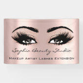 Makeup Artist Eyelashes Rose Gold Pink Glitzer Banner (Horizontal)