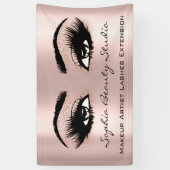 Makeup Artist Eyelashes Rose Gold Pink Glitzer Banner (Vertikal)