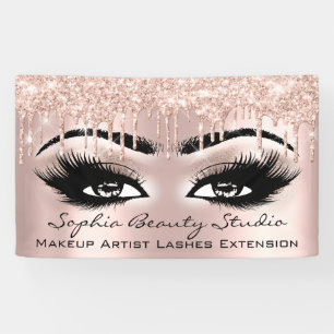 Makeup Artist Eyelashes Rose Tropfen Glitzer Banner