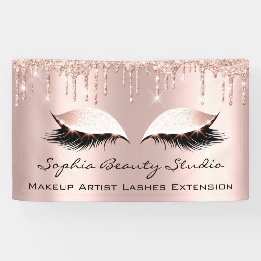 Makeup Artist Eyelashes Rose Tropfen Pink Glitzer Banner (Horizontal)