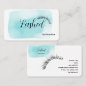 Makeup Artist Eyes Lashes Blush blue Wasserfarbe Visitenkarte (Vorne/Hinten)