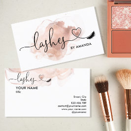 Makeup Artist Eyes Lashes Blush Pink Watercolor B Visitenkarte