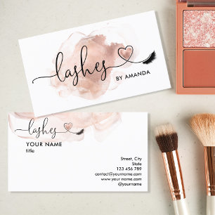 Makeup Artist Eyes Lashes Blush Pink Watercolor B Visitenkarte